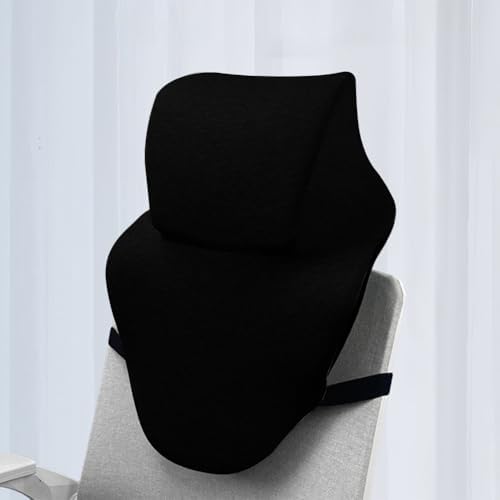 Office Chair Headrest, Adjustable Neck Support Pillow with Removable Washable Cover - Head Rest Attachment for Office Chairs and Wheelchairs, Neck Pillow for Desk Chair Napping (Black)