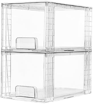 Vtopmart 2 Pack Large Stackable Storage Drawers, Clear