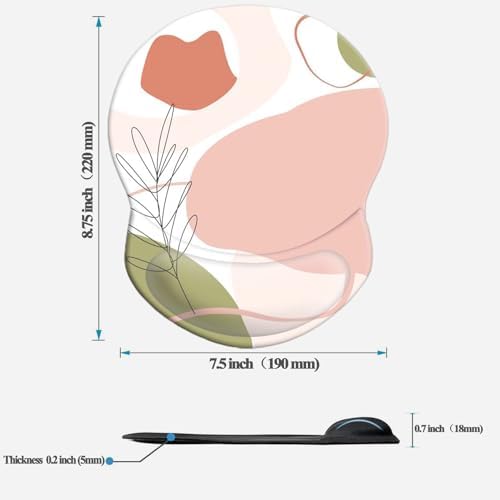 Mouse Pad with Wrist Support, Non Slip Mousepad Wrist Rest for Office, Computer, Laptop & Mac-Comfortable & Lightweight Ergonomic Support Mouse Mat(DL-Pink Art)