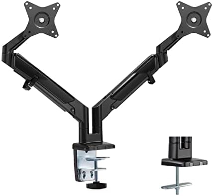 Mount-It Dual Monitor Arm Desk Mount, Low Profile Gas Spring, 17-32 in.