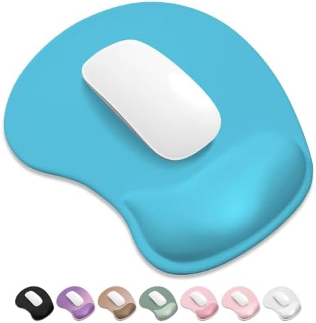 ITNRSIIET Ergonomic Mouse Pad, Cushioned Gel Wrist Rest, Non-Slip Base, Smooth Surface, Compatible with All Mice for Office & Gaming, Desk Accessory, 9.5 x 8.2 inch, Powder Blue
