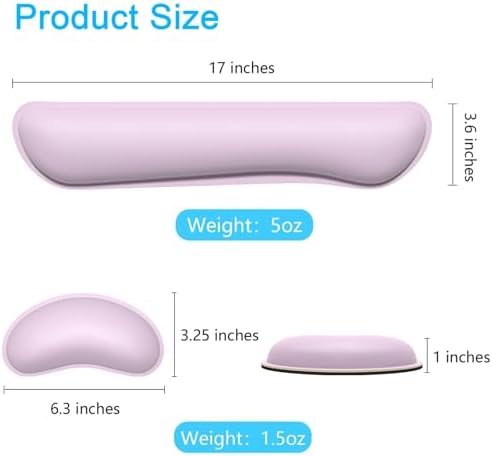 Dapesuom Keyboard Wrist Rest Set, Cute PU Leather Wrist Cushion for Computer Keyboard and Mousepad, Memory Foam Mouse Pad Rests Support with Non-Slip Base for Typing Pain Relief, Laptop, Queen Pink