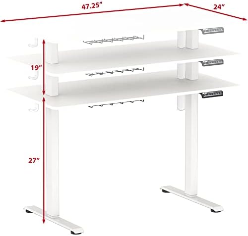 SHW 48-Inch Electric Height Adjustable Sit to Stand Desk, White