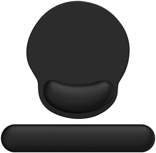 eulps Mouse Pad Wrist Support, Ergonomic Memory Foam Keyboard Wrist Pad & Gel Wrist Rest Set for Computer Keyboard for Easy Typing & Pain Relief for Office & Home(Black Set)