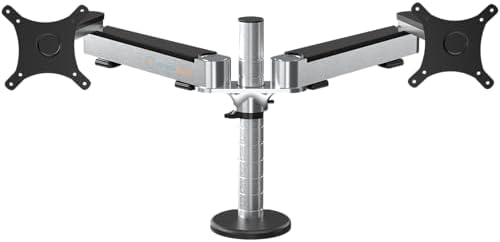 VERSADESK OmniView Dual Monitor Stand - Height Adjustable Arms for 24"-27" Screens - Desk Mount with 360° Rotation - VESA Compatible - Each Arm Supports up to 15lbs | Black