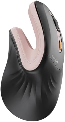 ProtoArc EM11 NL Wireless Ergonomic Mouse, Rechargeable, Black Pink