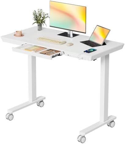 40" Electric Stand up Desk with Drawer, Height Adjustable