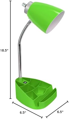 Limelights LD1056-GRN Desk Lamp Organizer with iPad Tablet Book Stand and USB Charging Port, Green