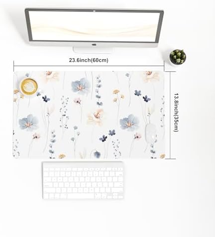 QIYI PU Leather Large Mouse Pad, Waterproof Desk Mat, 23.6" x 13.8", Sprigs