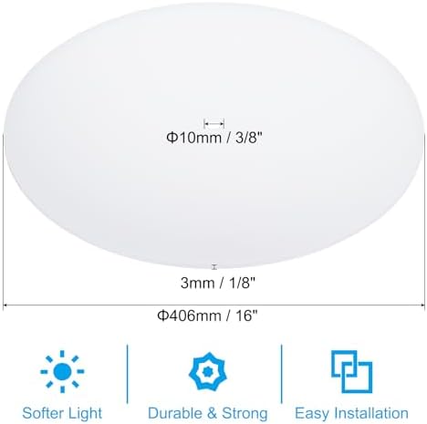 PATIKIL Lampshade Diffuser, 16" Diameter with 3/8" Center Hole Round Diffuser for Drum Lampshades Pendants Light Fits 16.5-18" Openings, Frosted White