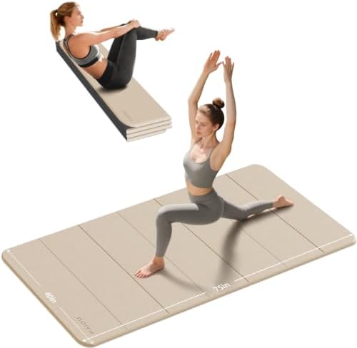 PAIDU Foldable Yoga Mat 10MM Thick 75‘’x40‘“ Quick Fold Easy Storage