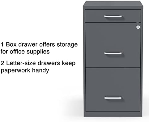 Staples 3-Drawer Vertical File Cabinet, Letter Size, Lockable, Charcoal