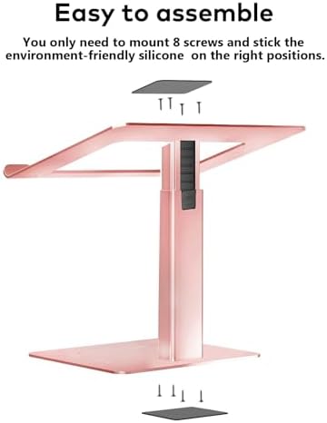 Ergonomic Aluminum Laptop Stand for Desk Adjustable Sit to Stand Riser DJ Laptop Stand Adjustable Height from 7-15 Inches Aluminum