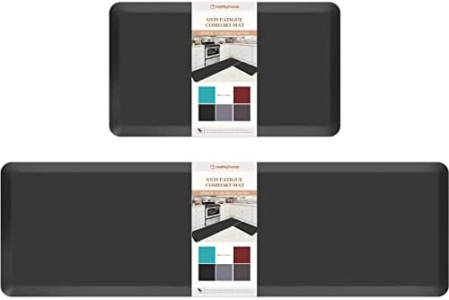 HappyTrends Kitchen Mat,17.3"x28"+17.3"x60" Black, Cushioned Comfort