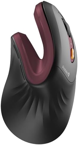 ProtoArc EM11 NL Wireless Ergonomic Vertical Mouse, Rechargeable, Wine Red