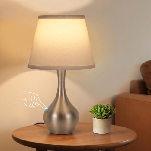 16.1" Touch Table Lamp for Nightstand, 3 Way Dimmable Small Bedroom Lamp