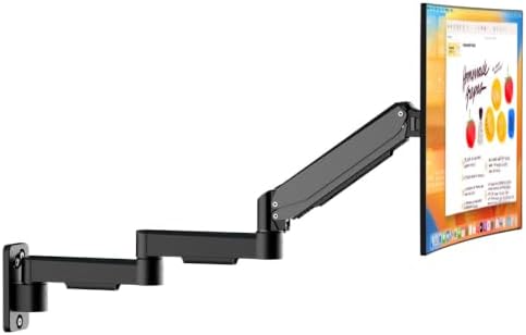 suptek Single Long Arm Monitor Wall Mount for 17 to 35 Inch Screens, Gas Spring Monitor Arm Wall Mount Holds Up to 11KG/24lbs, Full Motion Adjustable,VESA Mount 75x75/100x100mm(WMX3)