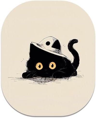 Small Mouse Pad, 6 x 7 Inch, Oval Mini Mouse Pad with Non-Slip Rubber Base for Laptop Wireless Mouse Keyboard Tray Mousepad, Cat Lying Down