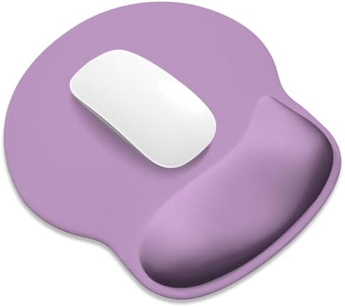 ITNRSIIET Ergonomic Mouse Pad with Wider Memory Foam Wrist Rest +17%, Curved Cushion Reduces Pressure 20%, Pain Relief, Non-Slip, Smooth, Cute Color Desk Accessory, 9.9 x 9 inch, Lavender Purple