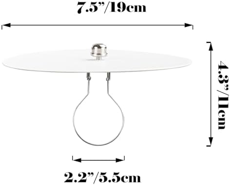 Kiven 7.5 in Round Diffuser Shade with Clip Adapter, Acrylic Lamp Shade Diffusers for Pendants Light Table Lamp, Fits 8-10" Openings, Frosted White, 1 Pack