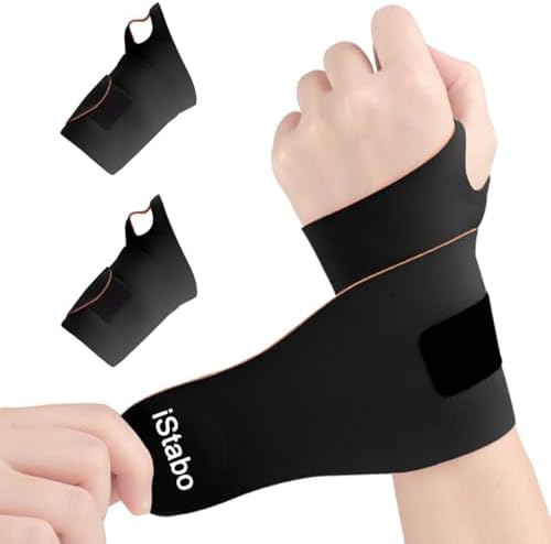 2 Pack Wrist Brace Support for Carpal Tunnel Pain Relief, Ultra Thin Elastic for Tear, Ulnar Wrist wraps Repetitive Wrist Use Injury, Fit Left or Right Hand, Small and Medium Hands Sizes