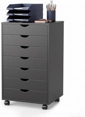 7 Drawer Mobile File Cabinet, Vertical Rolling Filing Cabinet