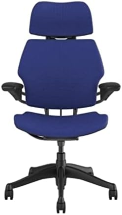 Humanscale Freedom Office Chair with Headrest - Ergonomic Work Chair with Standard Height Adjustable Duron Arms - Wheels for Hard Flooring - Graphite Frame with Thalo Corde 4 Fabric