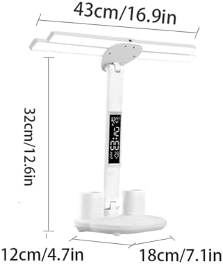 Led Desk Lamp with Clock Foldable Study Lamp 3 Lighting Modes Table Lamp Dimmable Eye Caring Reading Lamp for Home Office College Dorm Bedroom Bedside