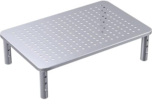 HUANUO Monitor Riser - 3 Height Adjustable Stand for Laptop, Computer, iMac, PC, Printer, Desktop Ergonomic Metal Monitor Riser with Mesh Platform