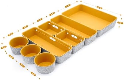 Welaxy Office Desk Drawer Organizer Tray Felt Shallow Storage Bin, Curry
