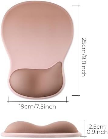 Gel Wrist Rest Mouse Pad, Ergonomic Mousepad with Wrist Support, Relieve Wrist Pain, Gaming Mousepad with Concave Design Cushion & Non-Slip PU Base, for Home Office Laptop Computer, Brown Gradient