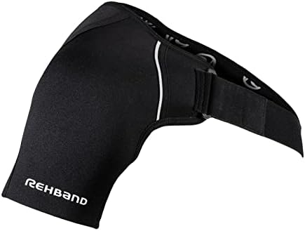 Rehband Shoulder Brace for Men & Women, Adjustable Neoprene Shoulder Support for Sports & Everyday Use, Shoulder Bandage for Left & Right, Colour:Black, Size:Medium, Side:Left