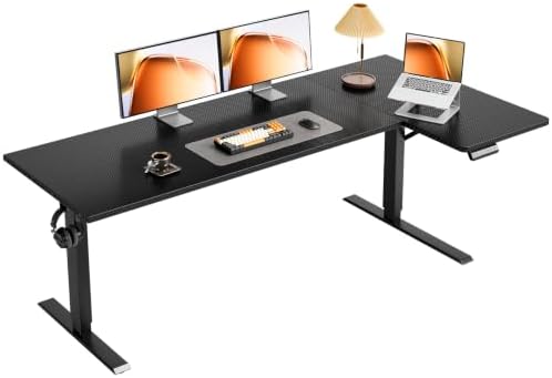 OffiGo 71" Reversible L Shaped Electric Standing Desk, Carbon Fiber Black