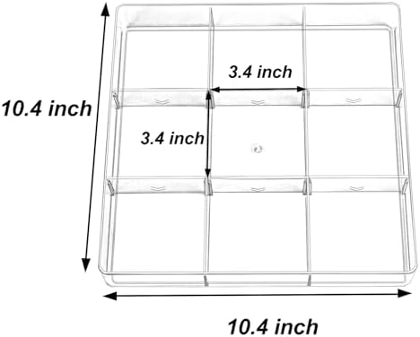 ZEXALOR Adjustable Clear Drawer Organizer, Plastic Drawer Divider Tray with Removable 9 Sections for Desk,Bathroom,Office,Makeup,Junk