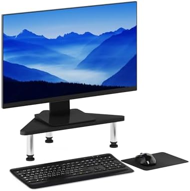 Furinno Turn-N-Tube Corner Monitor Riser Stand with Stainless Steel Tubes, Americano