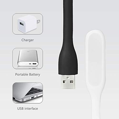 USB LED Light Lamp for Power Bank, Portable Eye Care Mini Night Light with Flexible Arm, USB Gooseneck Reading Lamps Book Light,Compatible for Desktop, Notebook Laptop (10-White)