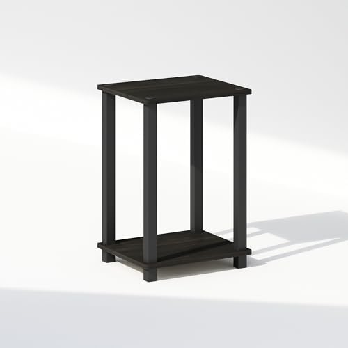 Furinno Simplistic Compact Bedside Table, Nightstand, Espresso/Black (Pack of 2)