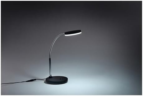 Bostitch Office LED Metal Gooseneck Desk Lamp, Flicker Free, Adjustable Head (VLED1800BK), Black