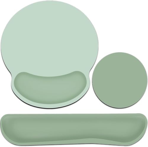Mouse Pad with Wrist Rest & Keyboard Wrist Rest Set, Green