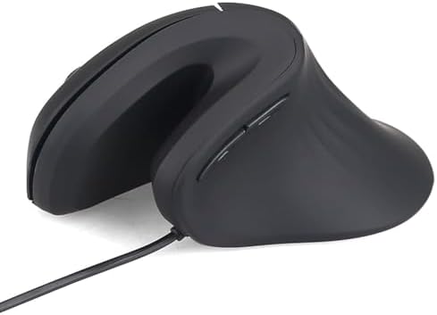 HXMJ- Ergonomic Vertical Mouse Wired,USB Corded Optical Mice,Silent Click,Right Handed-Black