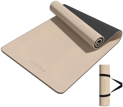 PAIDU Yoga Mat 8mm TPE Non‑Slip Fitness Mat with Strap for Home Workouts