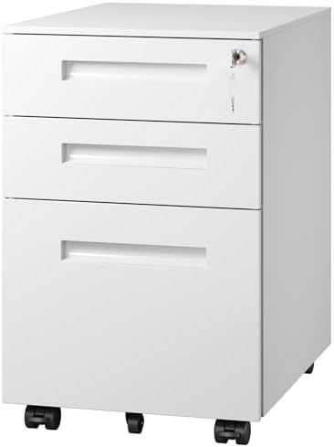 DEVAISE 3 Drawer File Cabinet with Lock, Fully Assembled Except Casters