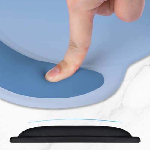 ITNRSIIET Ergonomic Mouse Pad with Comfort Gel Wrist Rest, Non-Slip PU Base, Smooth Textured Surface, Reduces Hand Fatigue & Wrist Pain, 8.7 x 7.2 Inch for Office Gaming Home, Blue