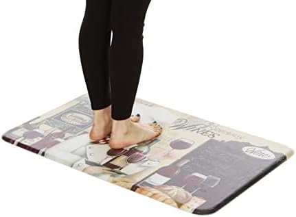 J&V TEXTILES Anti Fatigue Cushioned Comfort Mat, Ergonomically Durable, Supportive, Padded, Thick and Washable, Stain-Resistant, Kitchen, Garage, Office Standing Desk Mats (Vino Chef)*