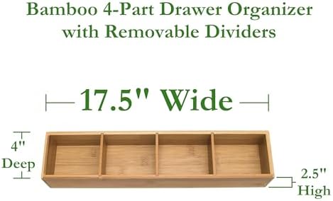 Lipper International Bamboo Drawer Organizer with 3 Removable Dividers, Brown (Pack of 6)