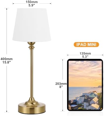Kakanuo Gold Cordless Table Lamp with Rechargeable Battery, 1 Pack