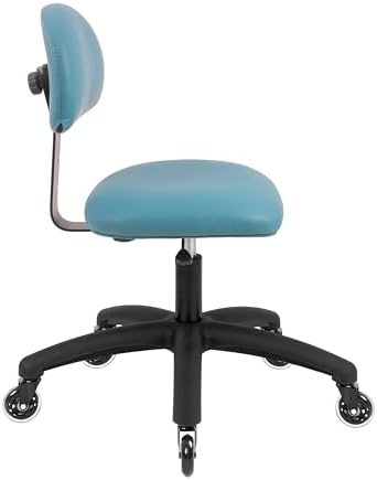 FSS Series Square seat Low (18"-23") seat Height Chair. Vinyl-for Office, Garage, Desk, Shop, Computer, Doctor, Medical, Easy to Clean! No Footring (Aqua, Low, Rubber Roller Casters)