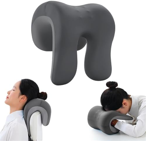 chislim Neck Support for Office Chair,Memory Foam Desk Pillow for Napping,Washable Cover,Fits Most Office Chair (Grey)