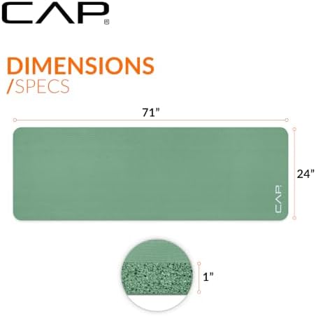 CAP 1" Extra Thick Yoga Mat, Exercise Mat with Strap, Multiple Colors