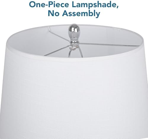 QiMH 28" Ceramic Table Lamp, 3 Color Temperatures Lamp for Bedroom with Memory Function, Nightstand Lamp with Linen Shade, Modern Glaze Bedside Lamp for Living Room, Blue, 2700K LED Bulb Included